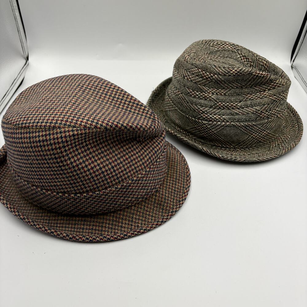 Lot Two Men's Vintage Fedora Hats Pendleton Wool & Dobbs Fifth Avenue 7 1/8